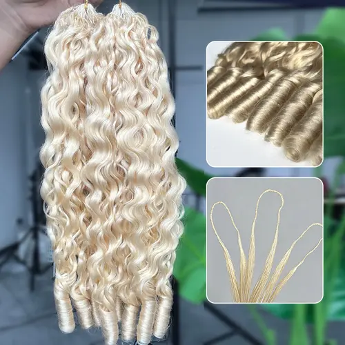 ISEE HAIR 613 Blonde Crochet Human Hair Extensions Burmese Curly & Body Wave – Pre-Looped Boho Braids Hair, Knotless Crochet Braids, Goddess Protective Style, Natural Volume Hair Summer Styles #SoHoChic #TikTokShopBackToSchool