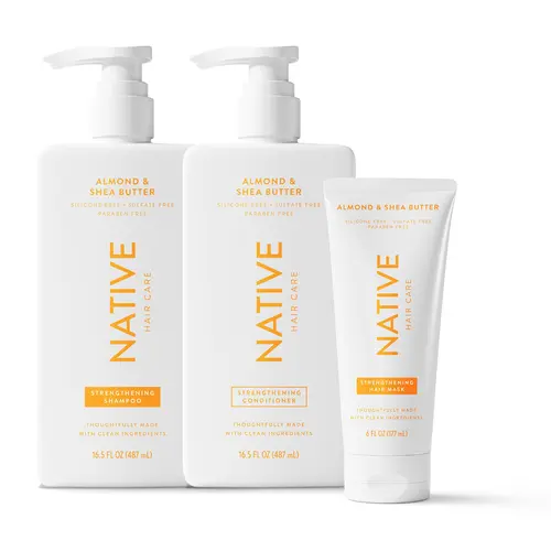 NATIVE Hair Strengthening Trio – Shampoo, Conditioner & Hair Mask for Stronger Hair