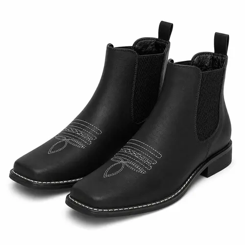 Men's Western Square-Toe Chelsea Work Boots - Stylish Minimalist Closed Ankle Shoes, Waterproof Non-Slip Rubber Footwear with Elastic Cuffs (Note: Order 1 Size Down), Shoe, Walking Shoes