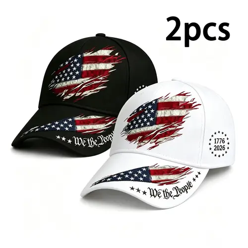 Unisex 2pcs 250th Anniversary Print Adjustable Baseball Cap - Sports Outdoor Sun Hat for Everyday & Casual Wear