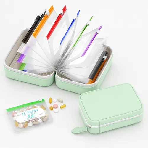 A8 Waterproof Pill Pouch Set, Large Weekly Pill Organizer with 14 Color-Coded Medicine Pouches, Reusable Travel Medicine Organizer, Zippered Pill Storage for Fish Oils, Vitamins, dealsforyou, summerwins 