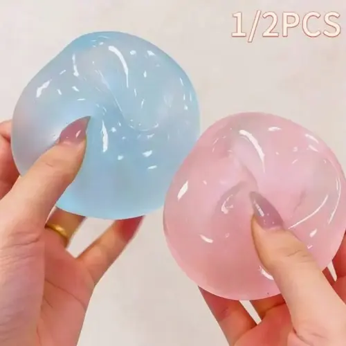 1/2pcs Slow-Return Blue Coconut Oil Handmade Squeeze Ball, 6cm Round Malt Stress Relief Relaxation Toy, Sensory Stress Reliever, Slow Rising Stress Ball, Stress Relief Tool, Squishie, Squishy Stress Balls, Ideal Gift for Holidays, Parties, Birthdays