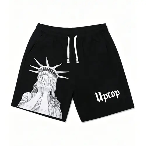 Men's Quick-Dry Gym Shorts - Elastic Waist Drawstring, Breathable Polyester Fabric, Adjustable Slim-Fit, Bold Text Sports-Inspired Print, Luxury Performance Summer Essential for Basketball, Running