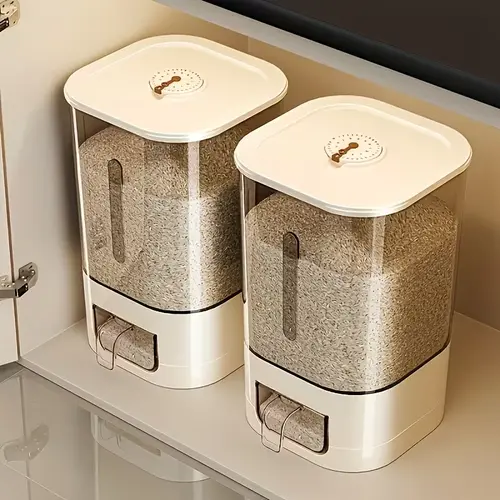 14/25LBS Rice Dispenser, Large Grain Container Storage with Lid Measuring Cylinder，Airtight Food Storage Containers，Reusable, Insect & Moisture Proof，for kitchen organizations and pantries, containing dry grains