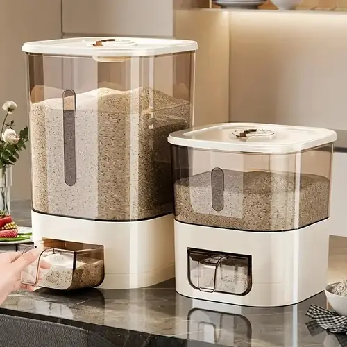 14/25LBS Rice Dispenser, Large Grain Container Storage with Lid Measuring Cylinder Household Cereal Dispenser Bucket for Kitchen Soybean Corn ，Grain Storage Bin