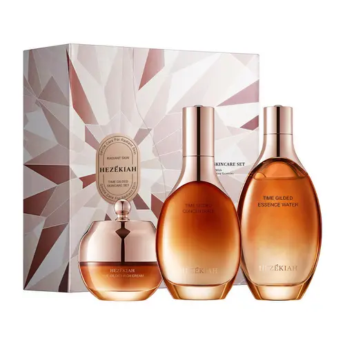 HEZEKIAH Time Gilded Radiance 3-Step Anti-Aging Firming Skincare Set - Moisturizer-Infused, Deeply Hydrates, Smooths Fine Lines, Boosts Skin Elasticity, Hydrate, Firming Set, For Women, Beauty Gift Sets