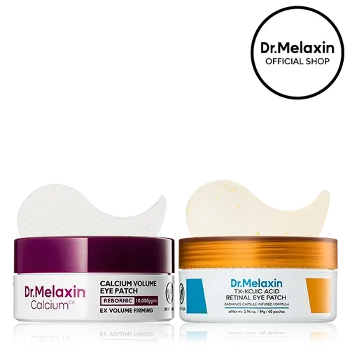 [Dr.Melaxin Official] Under Eye Patch Duo, 2-Piece | Calcium Volume Eye Patch + TX-Kojic Acid Retinal Eye Patch | Eye Patches for Puffy Eyes, Dark Circles & Fine Lines | Korean Skincare