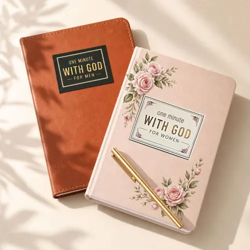 Back to school 1-Minute With God 365 Daily Devotions Book Set | Christian Daily Scripture Prayer Journal, Inspirational Religious Office Stationery Notebook, Christian Gift for Couples, Birthday Present for Husbands & Wives