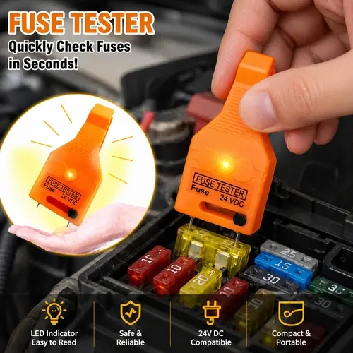2 in 1 Car Fuse Tester Puller Tool, 12V-24V DC Blade Fuse Continuity Checker for Micro Mini Standard Auto Fuses, Vehicle Electrical Troubleshooting Tool,toolupgrade