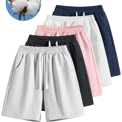 URMCZ Men's Casual Cotton Shorts - Retro, Breathable, Street Style, Unisex, Moisture-Wicking, High-Stretch Drawstring Waistband, Relaxed Straight-Leg Relaxed Fit for Workouts, Lounging Summer Active Wear