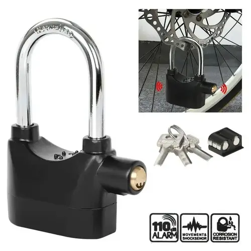 High Security Keyed Padlock with 110DB Alarm, Movement & Shock Sensor, 3 Keys, Waterproof Anti Theft Locks for Gates, Motorcycle, Box Lock – Heavy-Duty Hardware Padlock