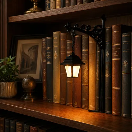 CLOUDSEA Vintage Library Lantern Bookshelf Lamp - LED Hanging Light with Bookend-Style Base, Cozy Indoor Lighting, Vintage Home Decor for Home Library, Study Corner, Book Lovers Gift