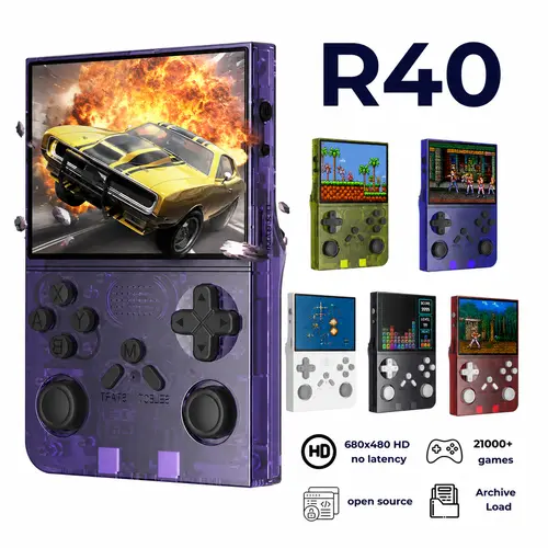 R40 Vintage Cordless Handheld Video Game Console - Linux System, 3.5in IPS Display, 3000mAh Battery, 32G+64G MicroSD TF Card, Thermoplastic Plastic Build, Preloaded Games, Retro Gaming Vibe, Christmas Gift for Gamers