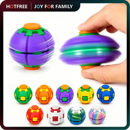 Hotfree Press-to-Spin Transforming Fidget Ball, 3D Printed Fidget Ball Toy, Smooth Spinning Sensory Gyro Toy, Stress Relief Desk Gadget, Anxiety Relief Fidget Spinner, ADHD Focus Aid, Portable Handheld Fidget Gyro Toy for Kids, Teens and Adults