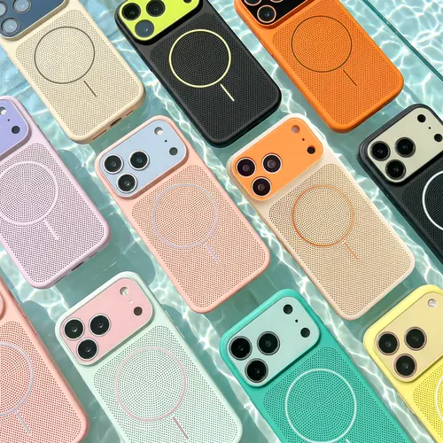 Color-block phone case with large window for summer heat dissipation — Compatible with iPhone 17/16 Pro Max, iPhone 15 (couple’s edition), iPhone 14 and iPhone 13 series — 3994
