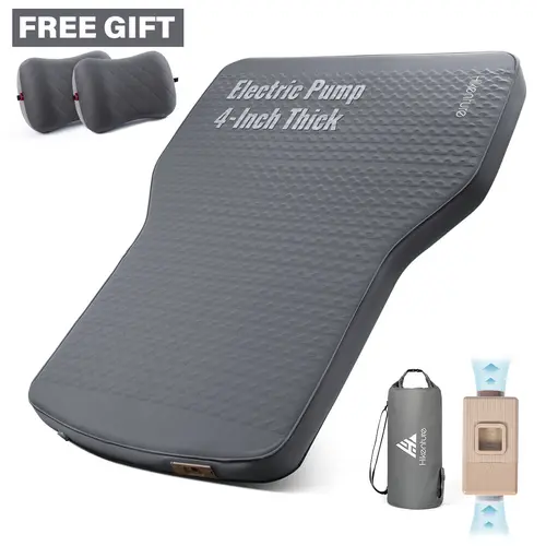 Hikenture Foldable Tesla Model Y Sleeping Mattress, Electric Pump Self-Inflating Pad with 4in Plush Support, 9.5 R-Value Warm Insulated Foam-Air Bed, Removable & Washable Wear-Resistant Camping Pad,back to school,back to school shopping,home decor