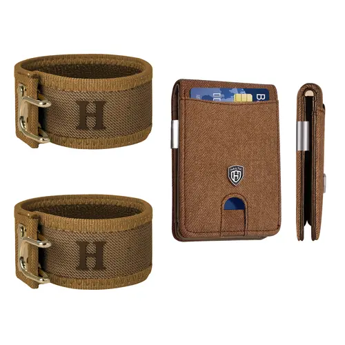 HAILTH 2 in 1 Gift Set, RFID Blocking Slim Money Clip Wallet + Patented No-Buckle Elastic Tactical Belt for Men, SummerWins Holiday Father's Day Present Unisex Daily EDC Carry