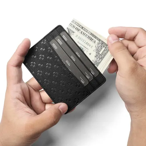 UNDER THINKER RFID Blocking Card Holder Wallet, Slim Faux Leather Card Wallet for Men and Women with Gift Box SP TDF