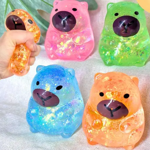Capybara Malt Candy Squishy Toy Slow Rebound Mochi Fidget Toy For Stress Relief Ideal Gift For All Ages Glitter Capybara Bear Squishy Fidget Toy Colorful Sensory Stress Balls Squishy Ball Fidget Toy For Kids Adult