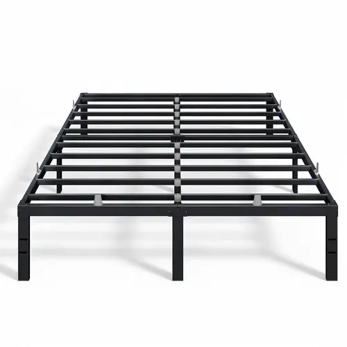 VASAGLE Heavy-Duty Alloy Steel Large Bed Frame - Apartment Furniture, 1100 lb Weight Capacity, No Box Spring Needed, Bed with Storage Underneath, Platform Keeps Setup Simple, Mattress Retainers, Matte Black