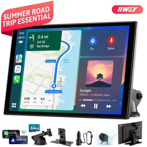 【Tool Upgrade】11in Wireless CarPlay & Android Auto Screen for Car, IIWEY iK11Pro, Full Laminated HD Touchscreen, 4K Dash Cam, 1080P Rear Camera, 5GHz WiFi, Bluetooth 5.0, FM/AUX, Phone Mirroring, Voice Control, 64GB Card Included sohochic, #tool upgrade