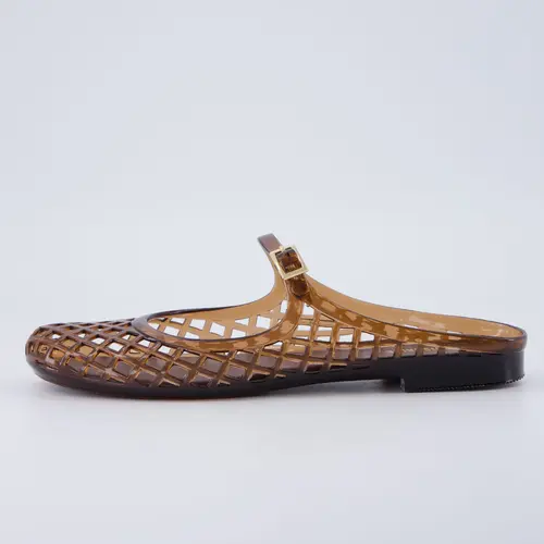 Cushionaire Java Jelly Flats For Women | Closed Toe Mary Jane Mule Design With Adjustable Strap | Waterproof Jelly Flats For Everyday Outfits