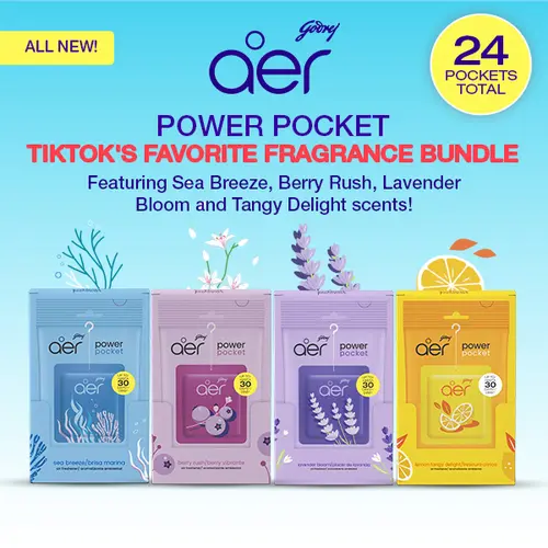 Aer Power Pocket Mono Aromatic Scented Sachets Carton Bundle - Sea Breeze, Jasmine, Lavender, Tangy Citrus Fresh Scents - 4x6 (24 Units Total) - Room Scent Home Fragrance Products