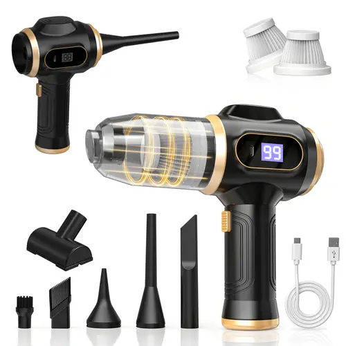 【toolupgrade】Belibuy V13 2-in-1 Cordless Car Vacuum & Blower, 19000Pa Brushless with Smart Battery Indicator, Type-C Charging, Washable HEPA Filter, for Car Home Office Keyboard Pet Hair - Father's Day Gift