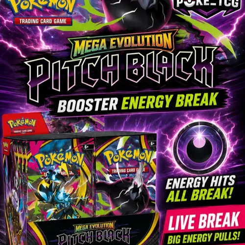 ENERGY BREAK Pokemon Mega Evolution Pitch Black Collectible Card Pack, Non-Sports Trading Card Booster