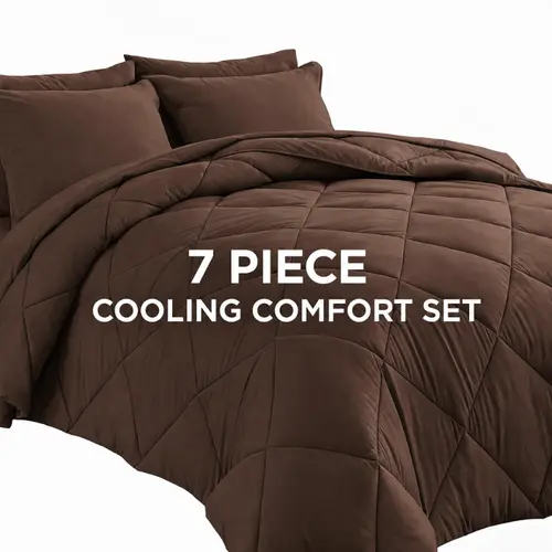 7 Piece Comforter Set Queen/King/Full Size, Solid Color Ultra Silky Wrinkle Free Complete Bedding Set With 1 Comforter, 1 Flat Sheet, 1 15" Deep Pocket Fitted Sheet, 4 Pillowcases, Moisture Wicking Soft Bed Set #halloweenfinds #tiktokshopbacktoschool