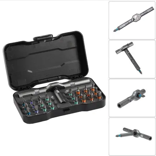 Advanced Ratchet Screwdriver Set, 24-In-1 Magnetic Bit Kit, Home Repair Tool Box, Ideal for Furniture, Bikes, Computers
