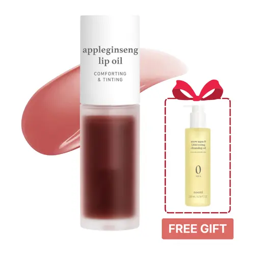 Nooni Apple Lip Tint Stain + LHA Cleansing Oil (Free Gift) Bundle | Glossy Lip Tint, Moisturizing Lip Care & Revitalizing Makeup Remover for Glass Skin, All Skin Types