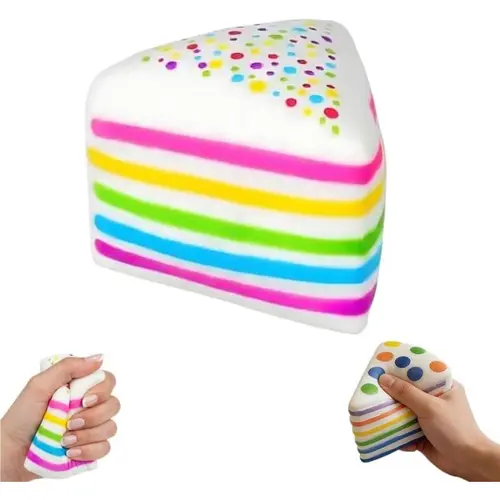 Rainbow Cake Kawaii Squishy, Slow-Rising Foam Fidget Toy for Kids & Adults - Stress Relief, ASMR Sensory Play, Fun Gifts, Squishies Toys, Fidget Squishies, Soft Sensory Fidget, Squishy Fidgets, Soft Squishy Companion