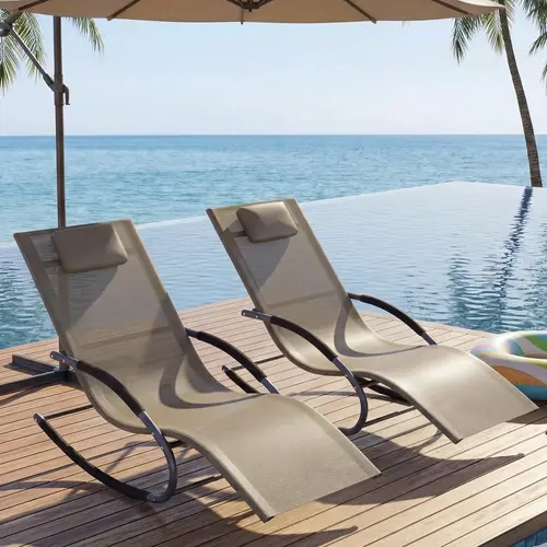 Summervibes Flash Sale Home Items Ergonomic Outdoor Lounge Chair, Breathable EV Fabric, 300 LBS Weight Capacity, Soft NBR Armrests, Non-Slip Stable Feet, Easy Assembly, Patio Garden Lawn Poolside Relax Chair