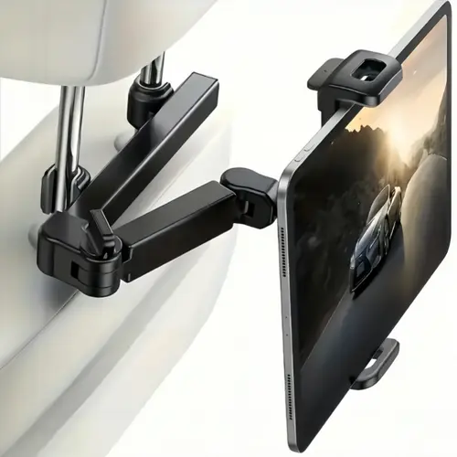 360-Degree Rotating Car Rear Headrest Tablet Holder, Telescopic Stable Automotive Decorative Bracket, Car Accessories, Vehicle Accessories, Fits 5-13 Inch Devices, Seat-Mounted (Black), Car Stuff,back to school,back to school haul