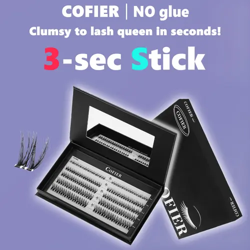 No-Glue needed Lashes Press on Lash Self-Adhesive Eyelash Kit Individual Lashes Beginner Friendly with Tweezers 80/90/120 Pcs Cosmetic Makeup bottom lash clusters