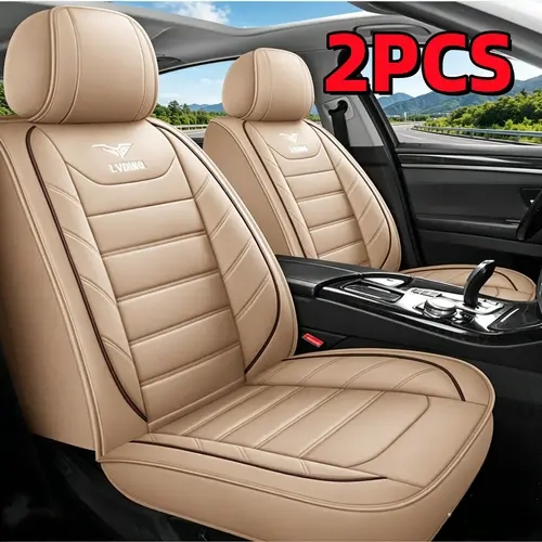 2PCS Brown PU Leather Car Front Seat Cushions - 2-Piece Set Pair, Full Coverage Upholstery Guard, Cars Interior Care Protective Accessory, Aesthetic Upgrade, Universal Fit, Multiple Color Options