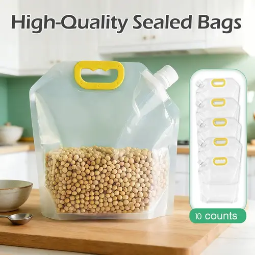 10-Count Reusable Airtight Food Storage Bags with Lids - Leak-Proof, Expandable, Large-Capacity Containers for Kids, Picnic, Camping - Reusable Food Organizer, Portable Homegoods for Freshness Maintenance