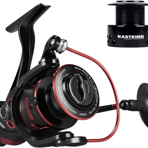 KastKing Sharky Baitfeeder III Spinning Reel 10+1 Shielded Stainless Steel BB - Carbon Fiber Drag for Live Liner Bait Fishing Action