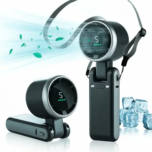 Portable Handheld Turbine Fan - 3-in-1 Rechargeable, 5-Speed Settings, 4000mAh Battery Up to 10H Runtime, Strong Airflow, USB Powered, Student Carry, Portable Waist Fan for Outdoor Activities, Summer Home Appliance Essential, Usb Powered Fan