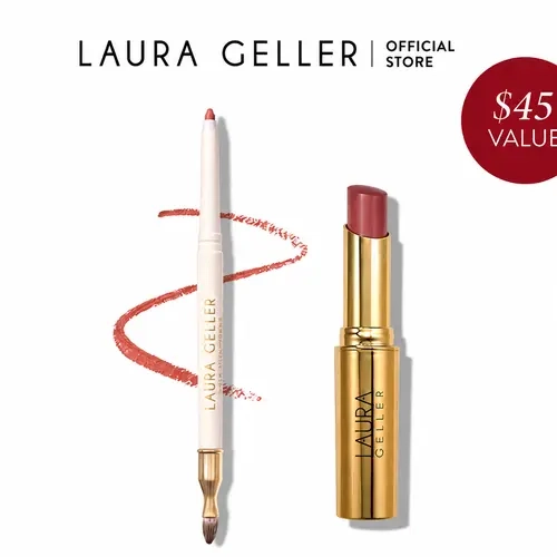 Laura Geller Jelly Balm Hydrating Lip Color and Line Smoother Featherproof Lip Liner Duo + FREE Lipstick Holder with Mirror