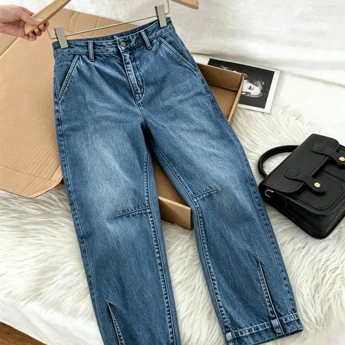 Women's Casual Loose Fit Denim Jeans, Comfortable Retro Elastic Fabric Cropped Pants for All Seasons