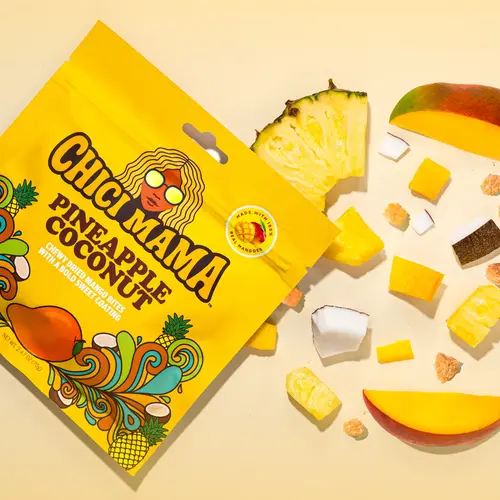 Chici Mama Pineapple Coconut Dry Mango Fruit Snacks - Better-For-You Sweet Treat, Made from 100% Real Mangoes