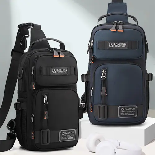 Men's Large Capacity Multi-Pocket Chest Bag, Single Shoulder Crossbody Pack, Lightweight Travel Sports Pouch for Daily Use