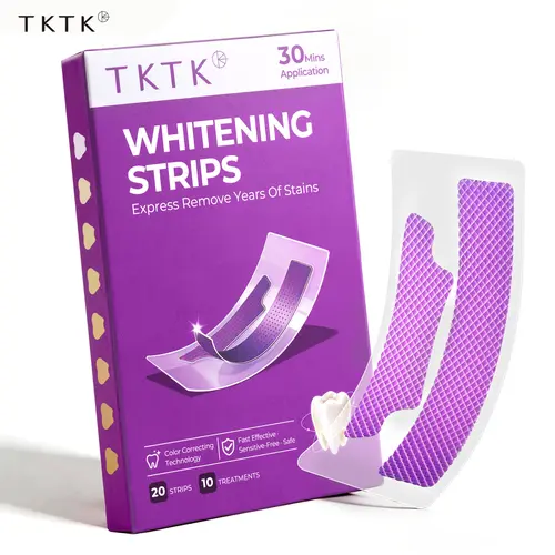 TKTK TK Color Correcting Teeth Whitening Strips, PAP+ Peroxide-Free Cosmetic Formula for a Radiant Smile, Enamel Safe for Daily Use, 20 Strips, Oral, Brightening  tiktokshopbacktoschool  #sohochic