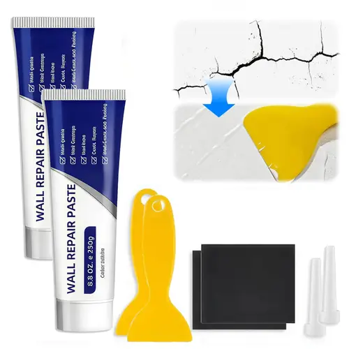 CLOUDSEA 2-Count Drywall Repair Kit with Scraper & Nozzle Extender, White Easy-Squeeze Waterproof Spackle Paste for Wall Patching, Filling Nail Holes/Dents, Resisting Cracking, DIY Home Improvement