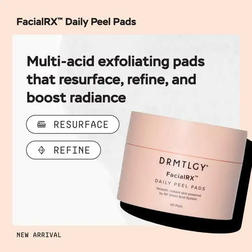 FacialRX Daily Peel Pads with Mandelic, Lactic, Succinic, and Salicylic Acid. Gentle Barrier-Friendly Exfoliating Pads