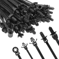 GJANSH 160 PCS Push Mount Zip Ties, Nylon Car Mount Wire Ties Snap in Cable Zip Ties, Black Push Mount Cable Ties Automotive Zip Ties Fastener Wire Harness Clips for Wire Tying toolupgrade