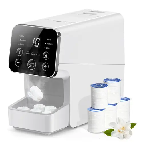 Set Smart Hot Face Towel Warmer Machine, 3-in-1 Adjustable Dispensing (Count/Temp/Water), 60°C Constant Steam, 1L Large Tank, 5-Second Fast Heating Auto-Dispenser, Luxury Home Spa, Bonus 50 Compressed Towels by，#Summerwins