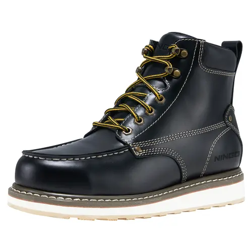 NINGO Work Boots for Men Steel/Soft Toe Boots,6” Water Resistant Slip Resistant Industrial & Construction Work Shoes, Composite Toe Working Boot